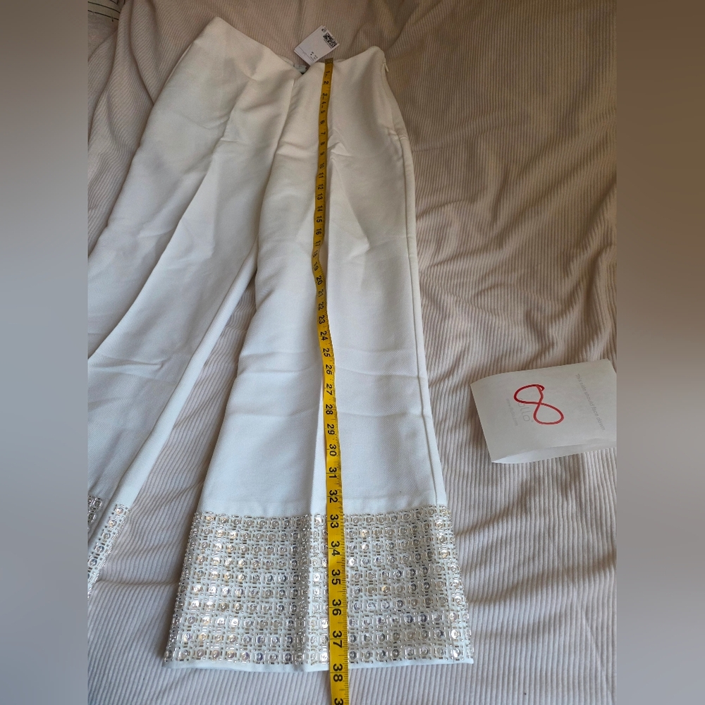 H&M Bead-embellished Pants white (PANTS ONLY). NWT. Top separately sold - Picture 11 of 16